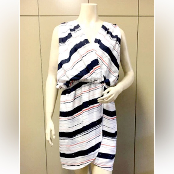 BCBGENERATION Galaxy Combo: Asymmetrical Hemline, Striped Wrap Dress - Picture 8 of 8